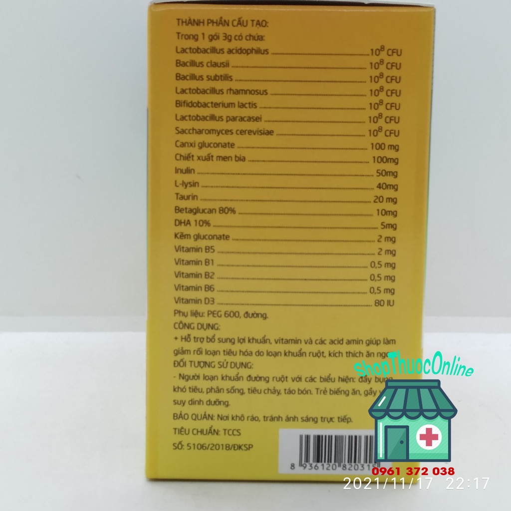 Biofamin Gold – Bổ sung men vi sinh, acid amin cho trẻ hộp 30 gói