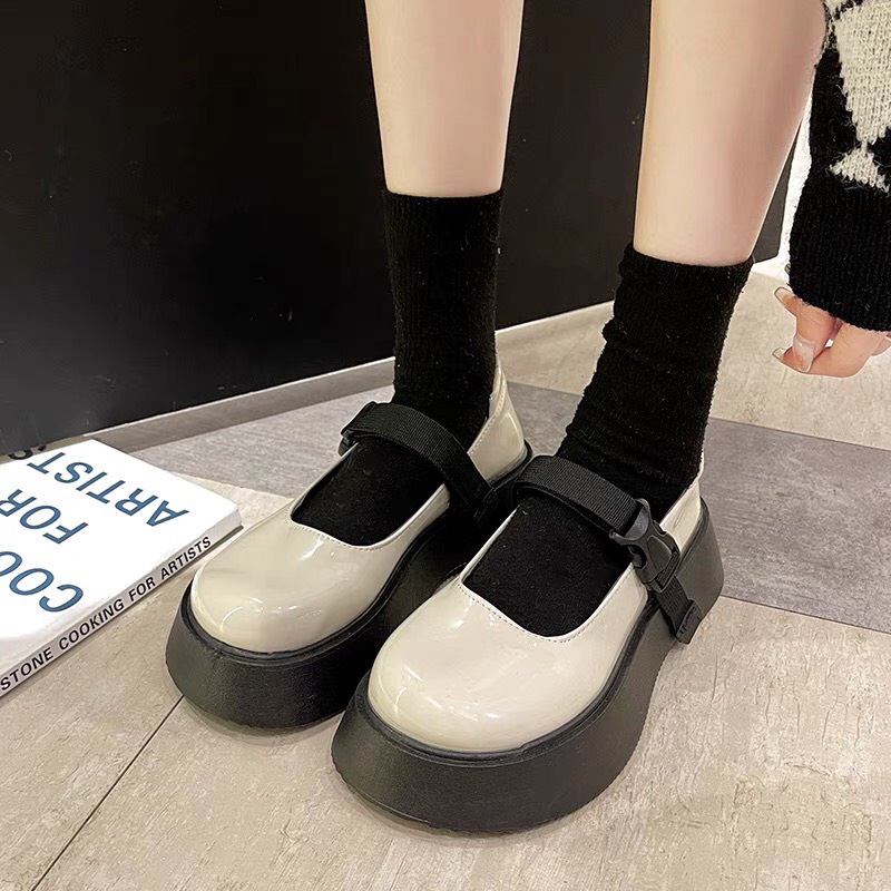 Boot nữ cổ thấp Lolita ulzzang quai cài, giày bốt nữ đế cao thời trang giá rẻ MAKKI SHOP TD428
