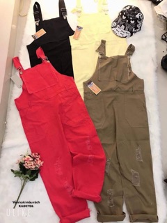 Quần yếm kaki mài rách (KA)