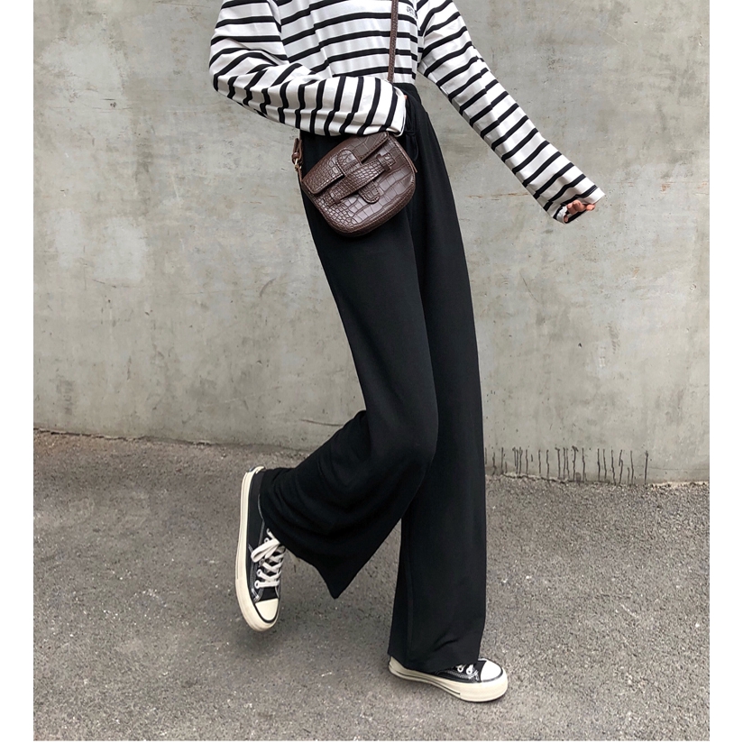 SUXI Quần dài nữ lưng cao ống rộng