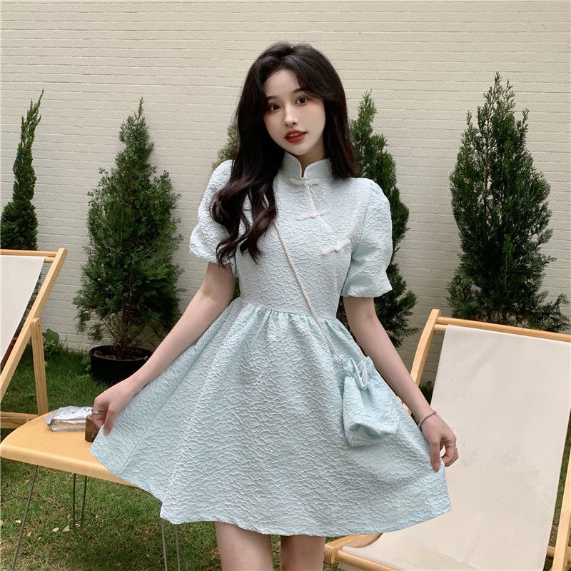 Đầm Sườn Xám Cách Tân Dáng Chữ A Thiết Kế Mới Thời Trang Mùa Hè Theo Phong Cách Pháp Cho Nữ 2022