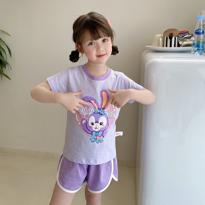 Bộ Đồ Ngủ Ngắn Tay In Hoạt Hình Động Vật Thời Trang Mùa Hè Cho Bé Gái Se7en