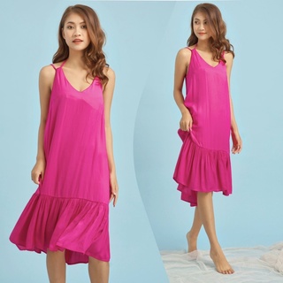 Đầm lụa đuôi cá InFashion hồng ruốc