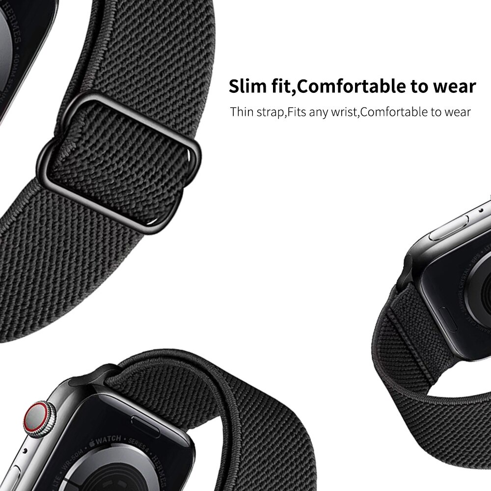 Dây Đeo Đồng Hồ Bằng Nylon Co Giãn Điều Chỉnh Được Cho Apple Watch 44mm 40mm 38mm 42mm