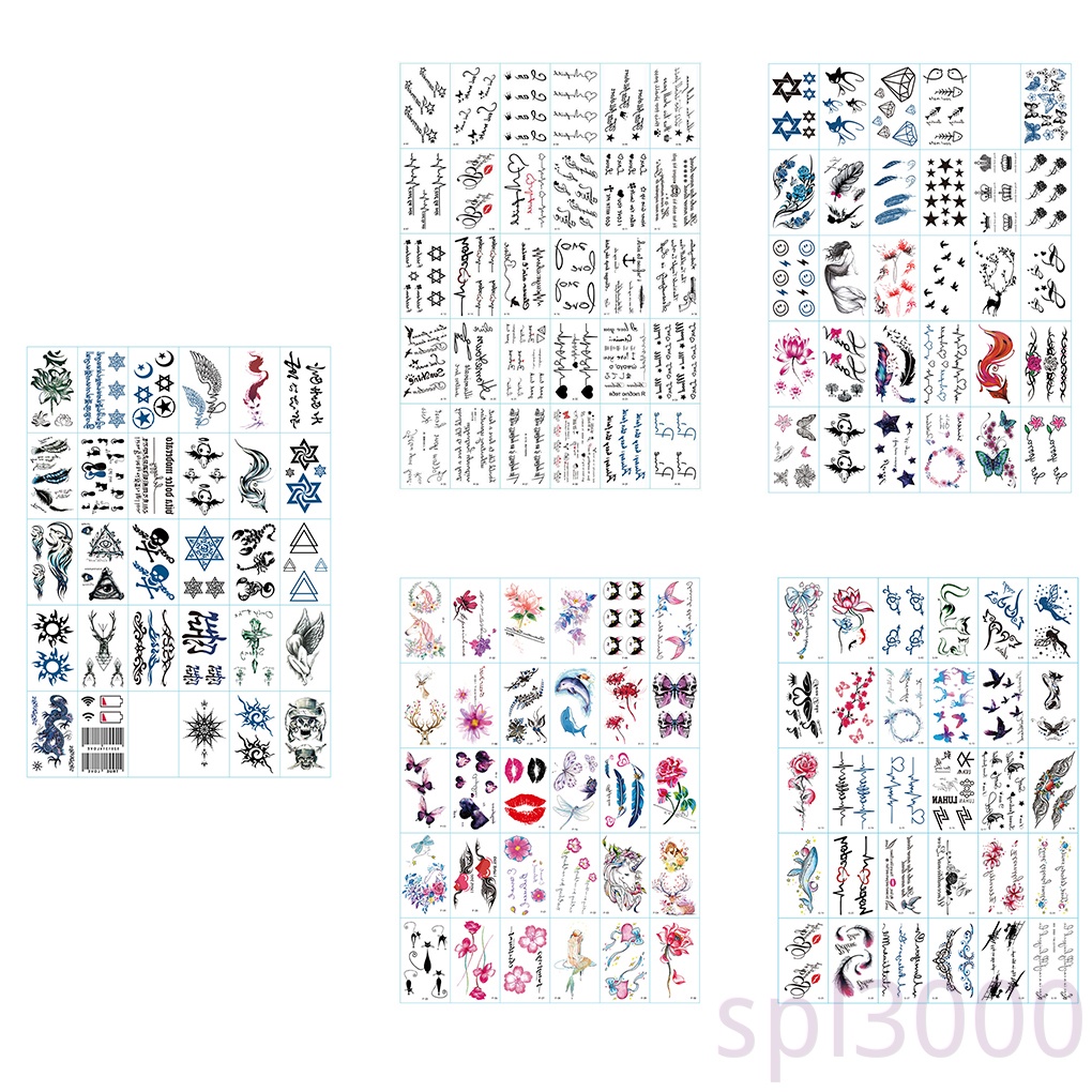 Hình xăm dán tạm thời chống nước lâu trôi chữ tiếng Anh và Hoa cho nam và nữ