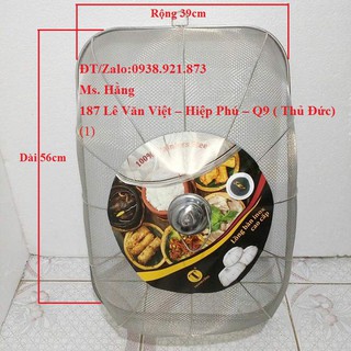 [Siêu Rẻ] Lồng Bàn Che Đậy Thức Ăn Vuông Inox KT 56x39-cm