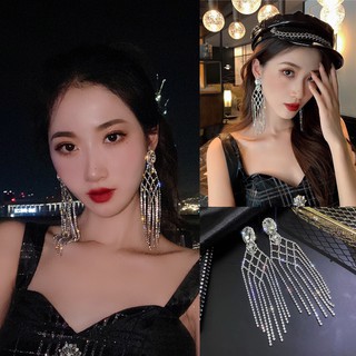 Khuyên tai bạc nữ dài vương miện đính đá