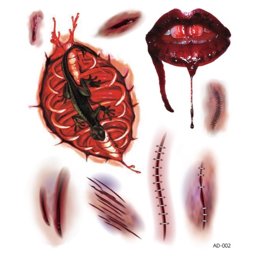 Hình Xăm Dán Tạm Thời Qipin Họa Tiết Kinh Dị Trang Trí Tiệc Halloween