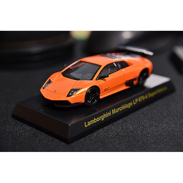 (Premium bánh cao su) Xe mô hình Kyosho 1/64 Lamborghini Murcielago SV Orange (2nd)