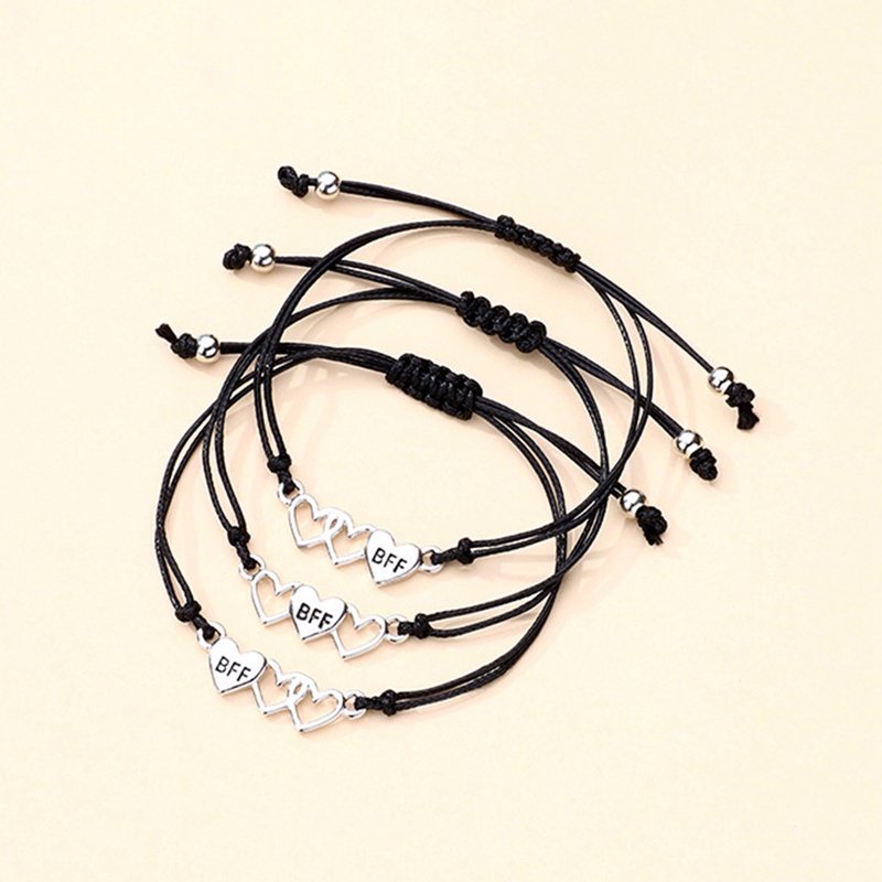 Set 3 Vòng Tay Mặt Kim Loại Khắc Chữ Best Friend