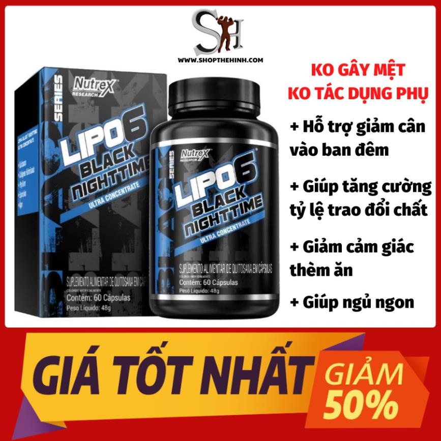 Viên giảm mỡ, giảm cân ban đêm, giúp ngủ ngon, tăng cường trao đổi chất Lipo 6 Black Nighttime (30 viên)
