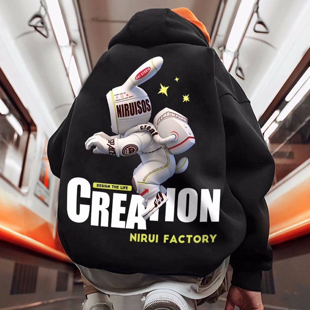 Áo khoác Hoodie dáng rộng có in hình thời trang cao cấp cho nam