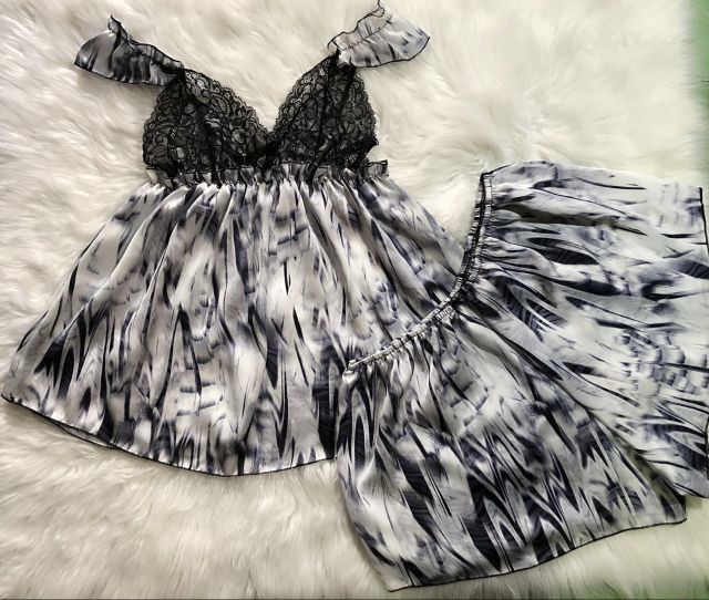 Bộ đồ ngủ Bigsize 65-90kg lụa phối ren sexy | BigBuy360 - bigbuy360.vn