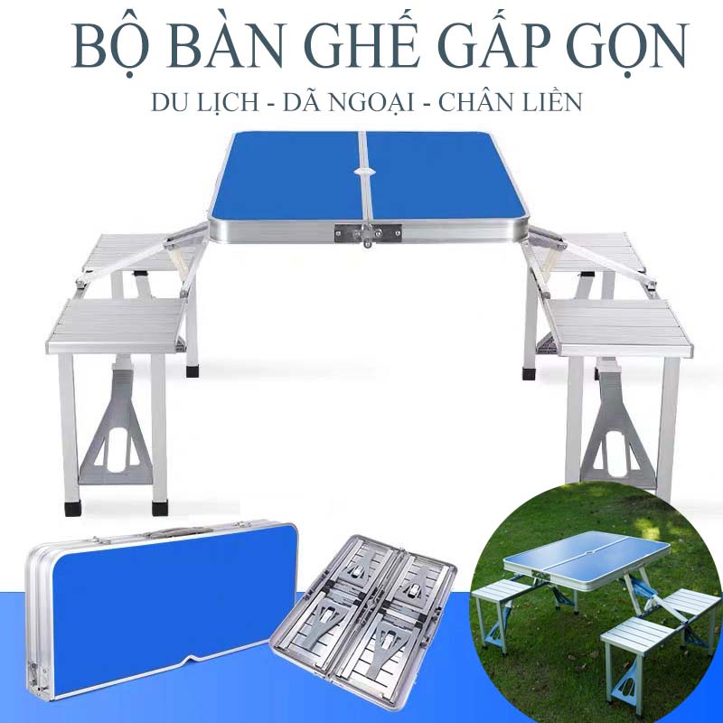 Bộ Bàn Ghế Gấp Gọn Dã Ngoại Liền Chân 4 Ghế - Bàn Xếp Dã Ngoại, Hoạt Động Ngoài Trời