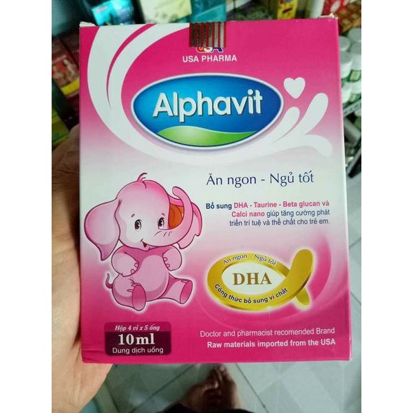 Alphavit ăn ngon ngủ tốt bổ sung DHA, Acid Amin tăng sức đề kháng ngừa suy dinh dưỡng cho bé hộp 20 ống