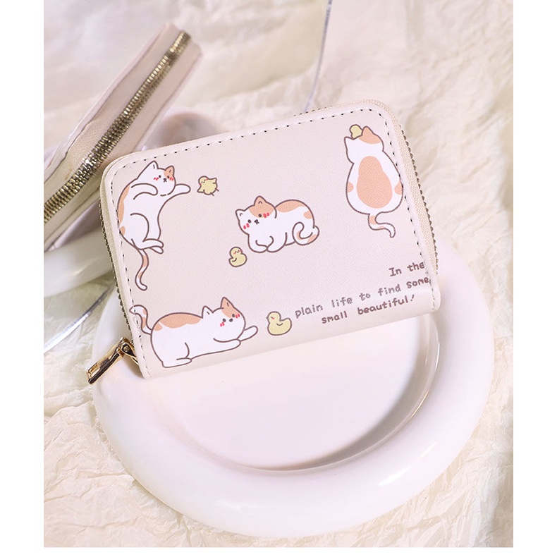 Ví Đựng Thẻ / Tiền Xu Có Khóa Kéo Chống Khử Từ Hình Mèo Dễ Thương