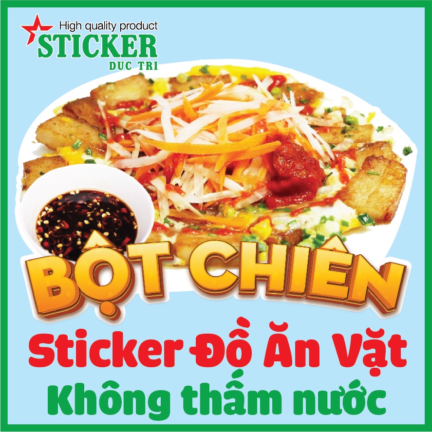 Sticker Dán Hình Bánh Tráng Trộn, Cá Viên Chiên, Bánh Tráng Nướng, Phô Mai Que...  Decal nhựa không thấm nước.