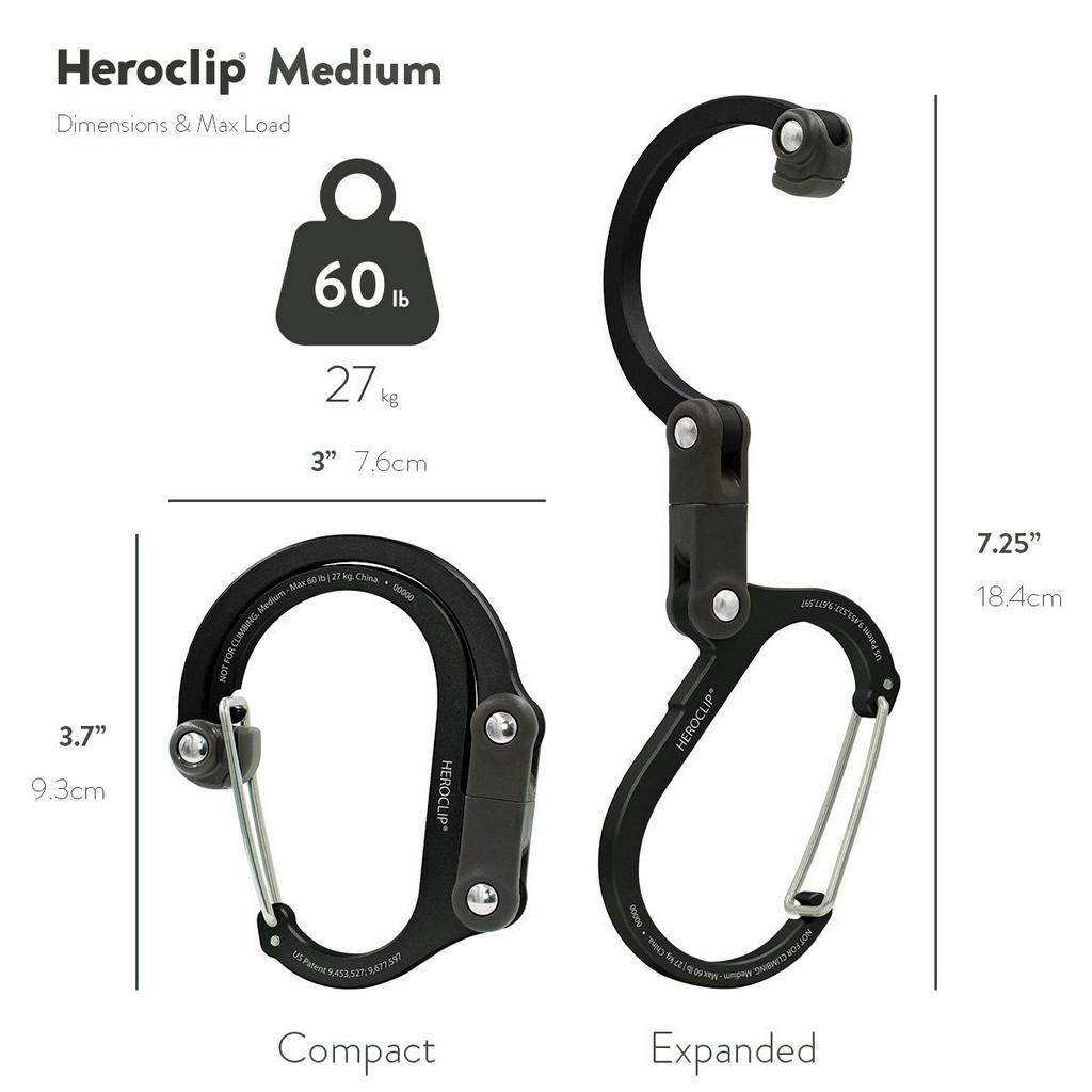 Móc khoá HEROCLIP® Medium - Stealth Black