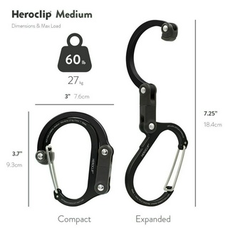 Móc khoá heroclip® medium - stealth black