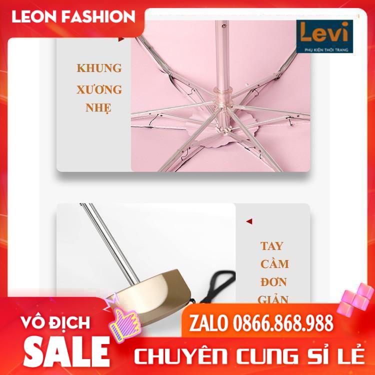 Ô Che Nắng Chống UV NHỎ GỌN 18cm Dù che nắng, che mưa và nắng ô gấp vinyl sử dụng kép, công nghệ Titan