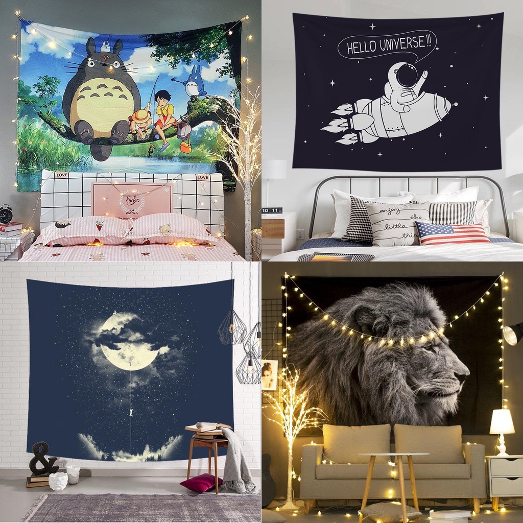 ❤️Freeship❤️ Thảm treo tường trang trí phòng ngủ  decor phòng đẹp (150x130cm tặng móc treo)