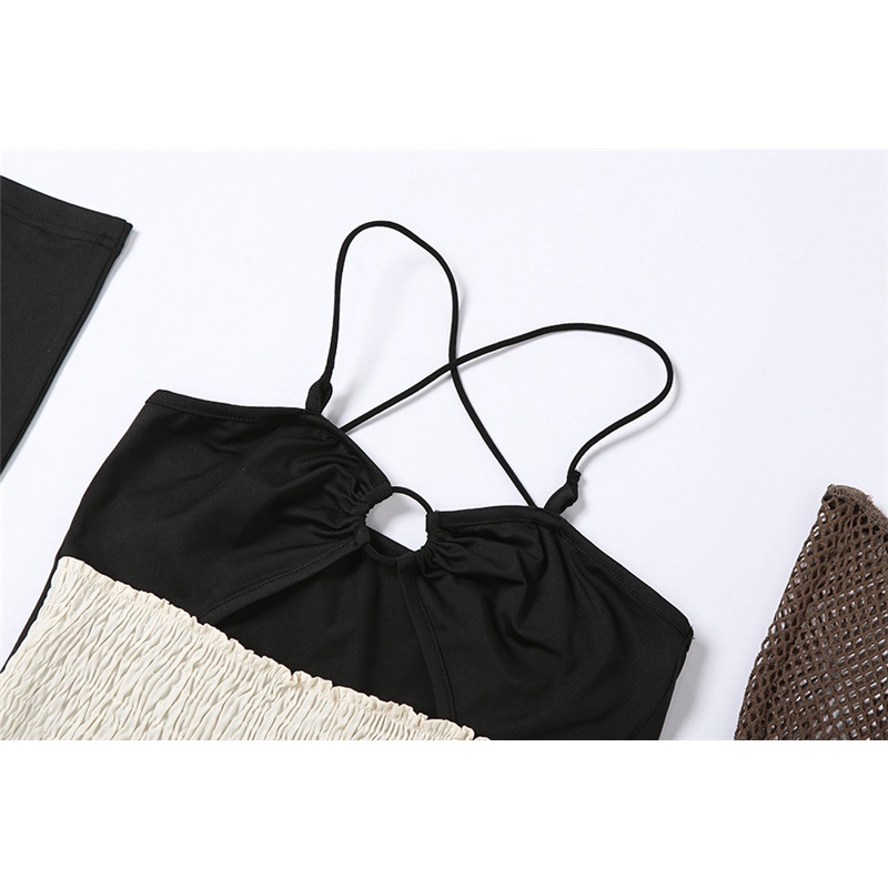 Ins Áo Tank Top Rỗng Phong Cách Phổ Biến Với Găng Tay Rỗng Gợi Cảm Cho Nữ