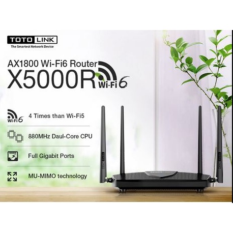 Bộ phát wifi 6 Totolink X5000R Chuẩn AX1800 - Hàng phân phối chính hãng