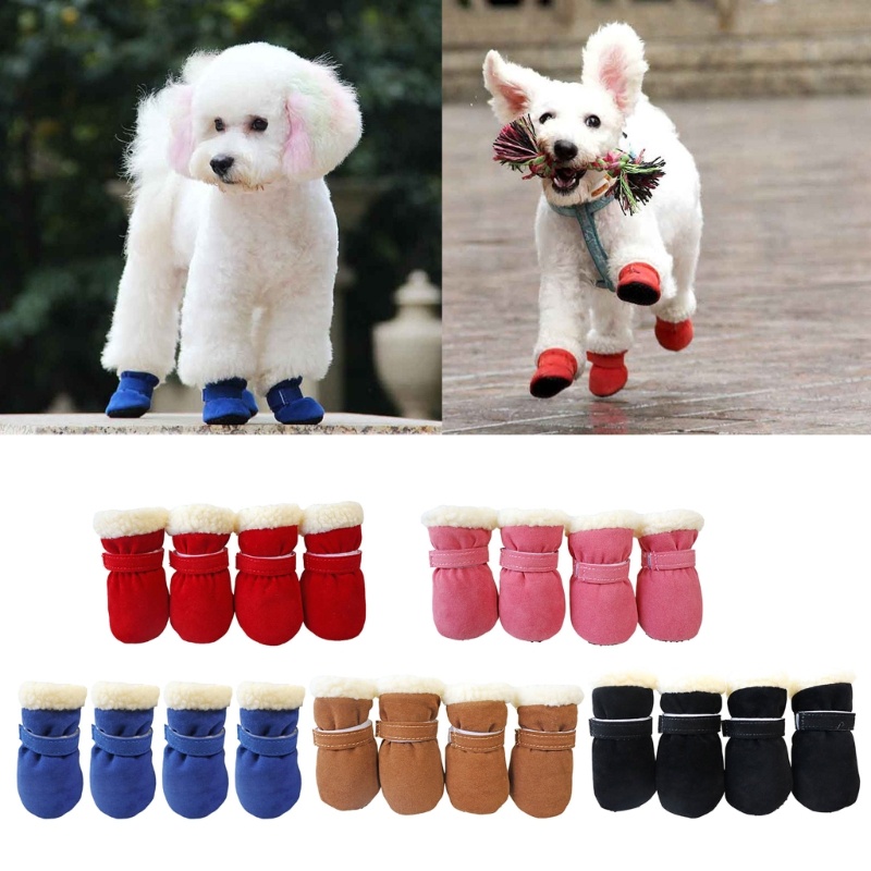 MỘT Giày Cho Chó Mùa Đông Booties Bảo Vệ Làm Dày Ấm Tuyết Booties Cho Chó Con