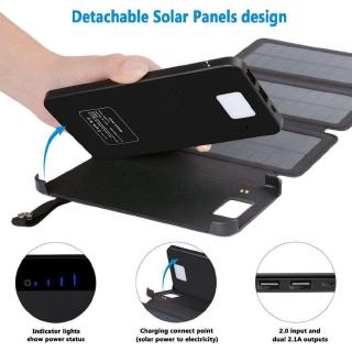 Wopow Solar Power Bank 10000 Mah Bộ Sạc Di Động Bảng Điều Khiển Năng Lượng Mặt Trời Pin Ngoài Powerbank Dành