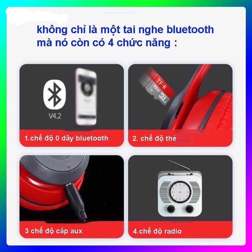 Tai Nghe Chụp Tai Bluetooth P47 Không Dây Có Mic Hỗ TrợThẻ Nhớ Âm Bass Cực Chất Nghe Nhạc Cực Hay Bảo Hành 1 Năm