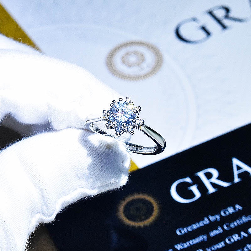 Nhẫn Hở Hai Đầu Hình Hoa Tuyết Màu Sắc Nhập Khẩu Mỹ 1 Karat Cho Nữ-JHS3-A