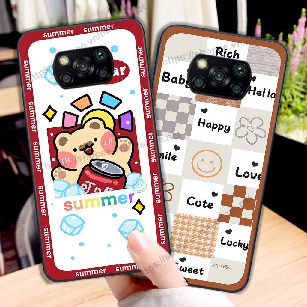 Ốp lưng Xiaomi Poco X3 / Poco X3 Pro trái tim gấu cute thể thao cá tính, giá rẻ