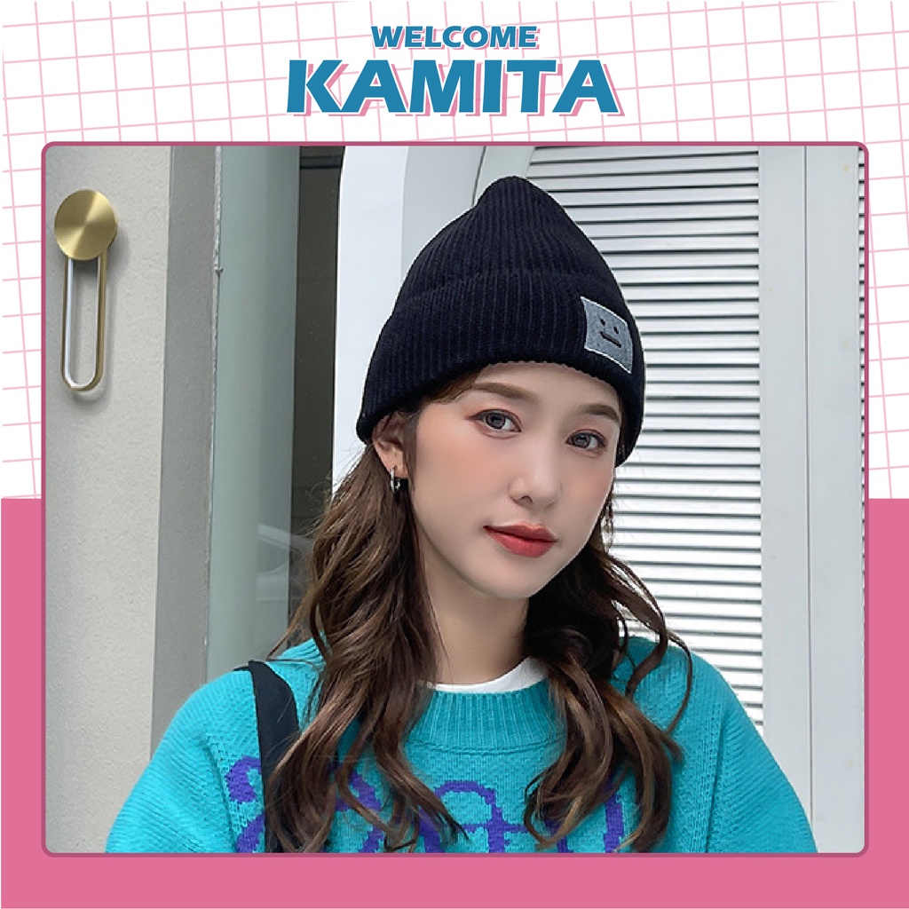Mũ Len Thiêu Hình Cute KAMITA Thời Trang Hàn Quốc, Nón Len Beanie Dài Đẹp Unisex Nam Nữ Cao Cấp Giá Rẻ Mùa Đông ML09