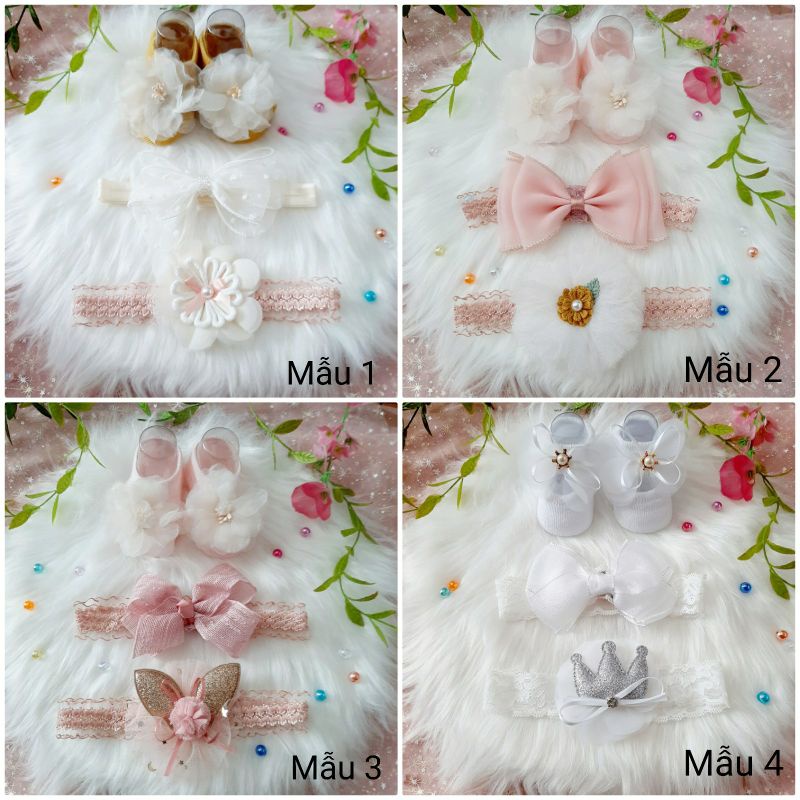 Set tất hài và băng đô cho bé