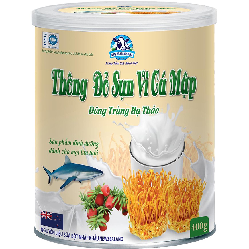 Sữa bột cho người cao tuổi Thông đỏ Sụn vi cá mập Đông trùng hạ thảo (Hộp 400g/900g)