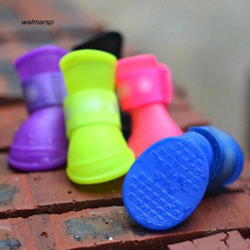 Set 4 giày đi mưa chống thấm nước màu sắc dễ thương cho cún cưng