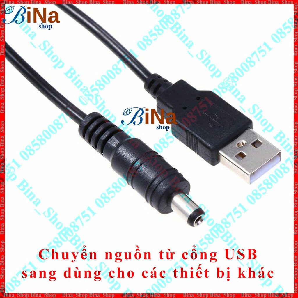 Cáp chuyển từ USB sang jack DC dài 80cm