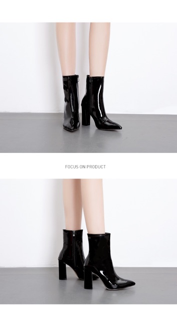 (ODER 5 ngày) Boots nữ da bóng cổ ngắn thời trang 9cm | BigBuy360 - bigbuy360.vn