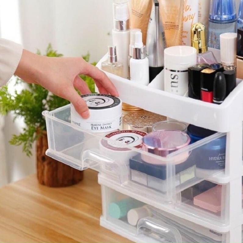 Tủ đựng mỹ phẩm 3 ngăn 4 tầng trắng trong【TỦ MP 3 NGĂN TRONG-I3 】