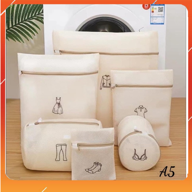 Bộ 6 túi giặt 3 lớp bảo vệ quần áo, đồ lót dùng cho máy giặt nhiều kích thước lựa chọn tiện dụng