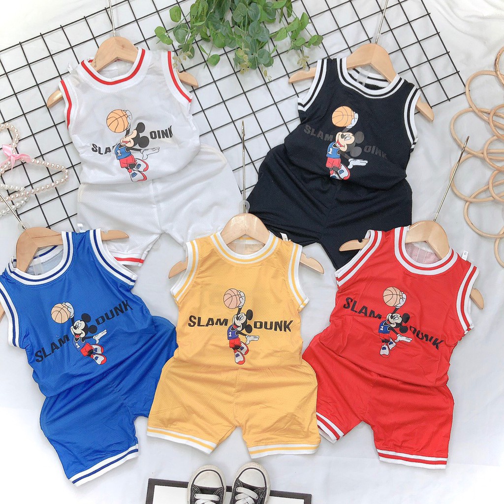 Bộ cotton thông hơi Mickey cho bé trai bé gái