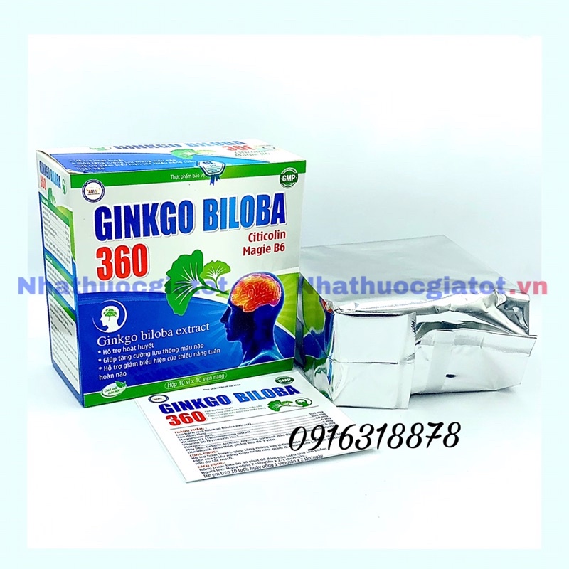 [100 viên] Ginkgo Biloba 360 giúp hoạt huyết dưỡng não, tăng lưu thông máu hiệu quả