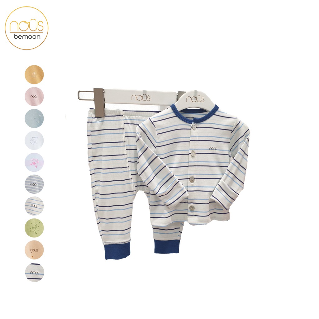 Bộ cài thẳng newborn Nous pettit kẻ xanh navy