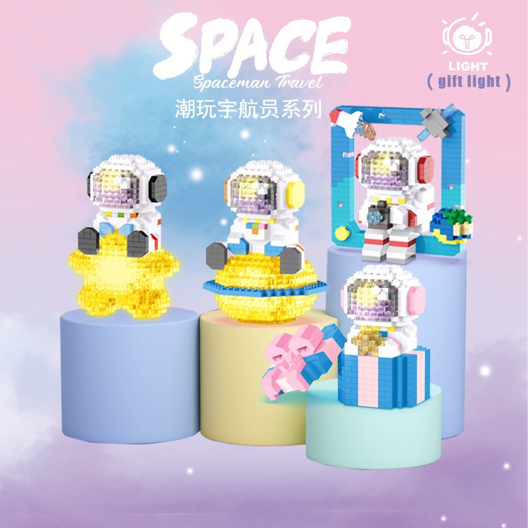 Đồ chơi lắp ráp Phi Hành Gia Spaceman Có Đèn Hapi Toys - Mô Hình 3D Model làm quà tặng dễ thương