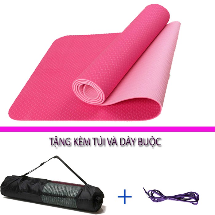 Thảm tập yoga TPE 6mm 2 lớp Đài Loan + Tặng kèm túi và dây buộc