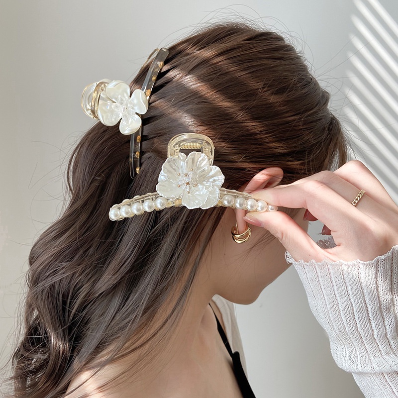 Kẹp Tóc Hình Hoa Đính Ngọc Trai Thời Trang Hàn Quốc Cho Nữ