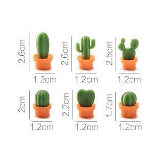 Set 6 cục hít nam châm hình cây xương rồng trang trí tủ lạnh, gắn giấy ghi chú