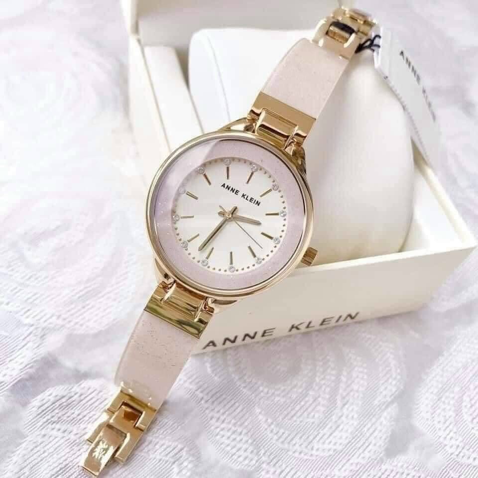 Đồng hồ nữ Anne Klein AK/1408CRCR màu kem và màu vàng