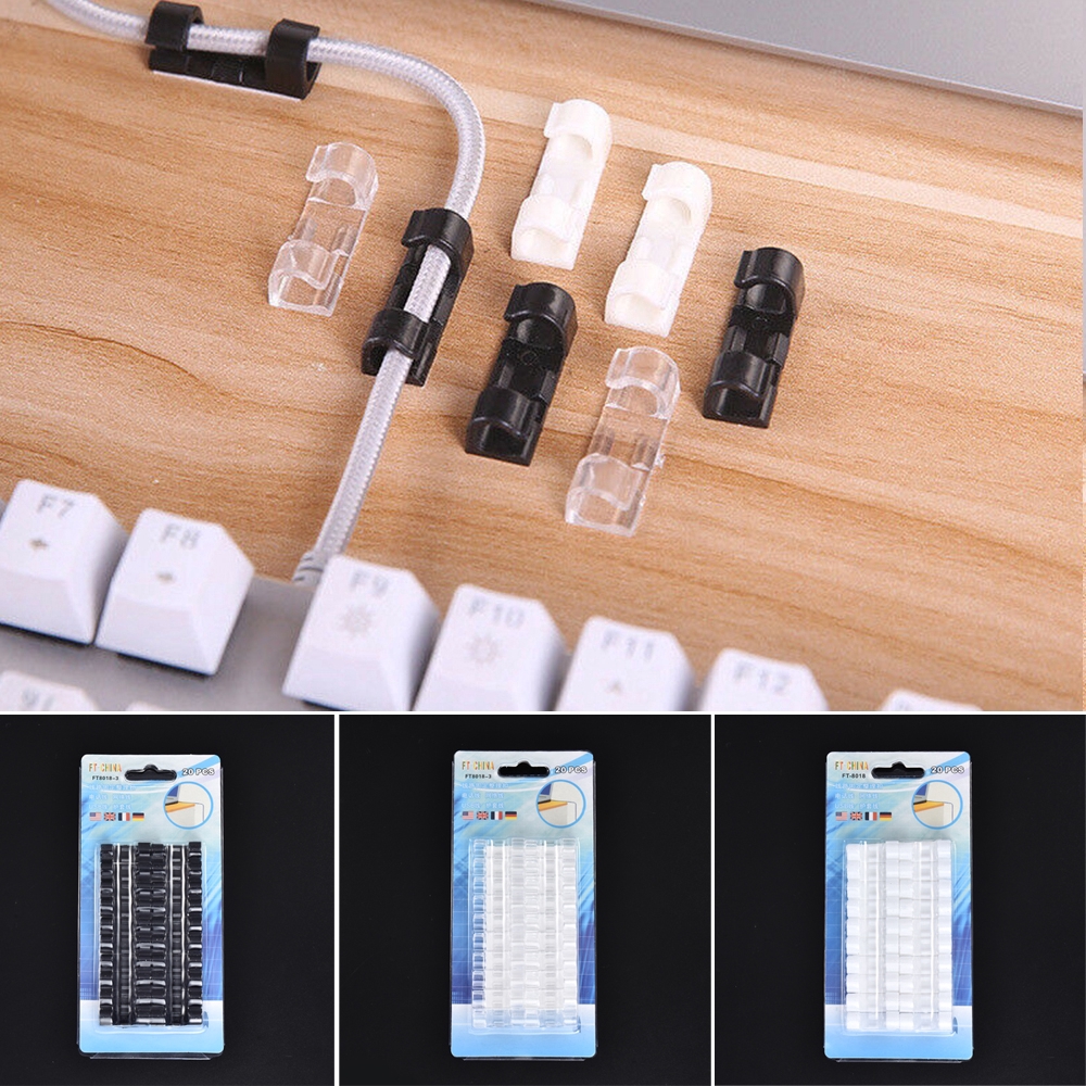 Bộ 20 kẹp dây cáp dính bàn chống rối tiện lợi