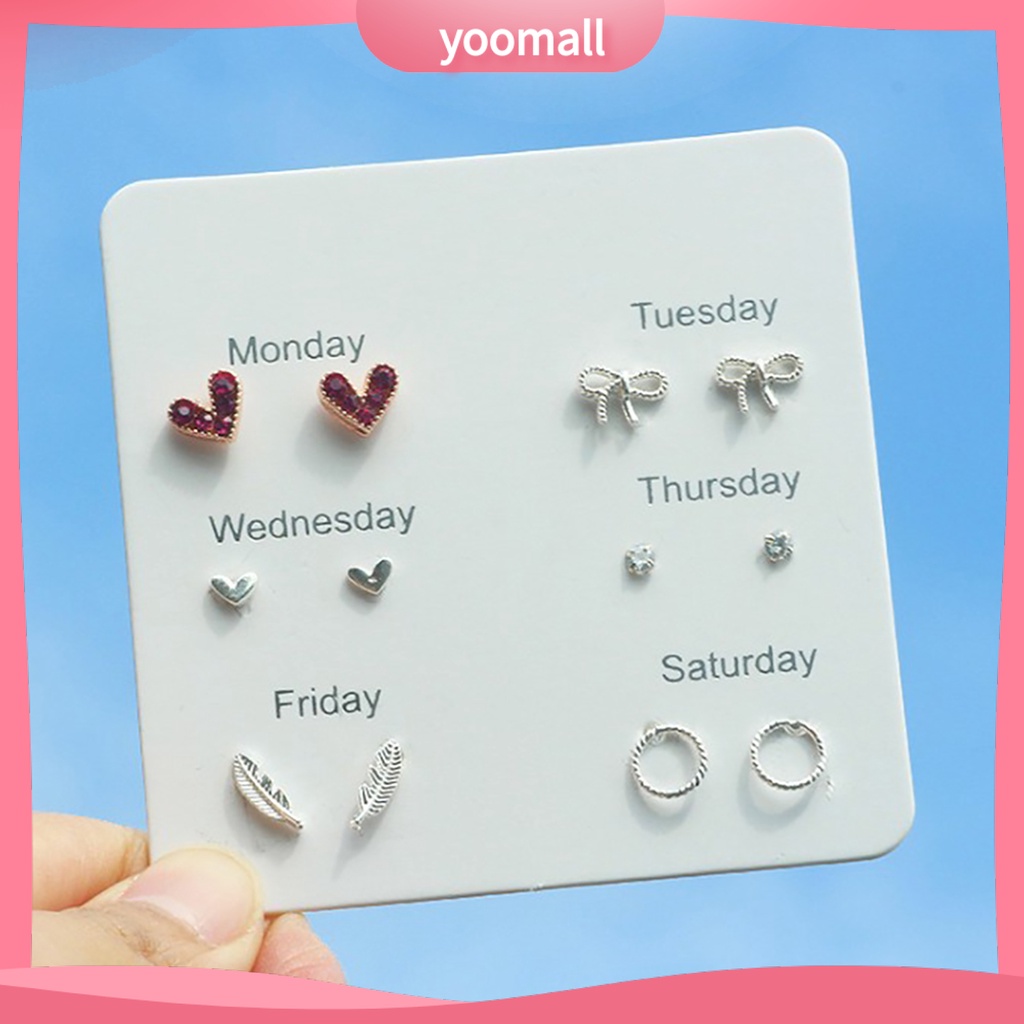 Bộ 6 Đôi Hoa Tai Hợp Kim Nhiều Kiểu Dáng